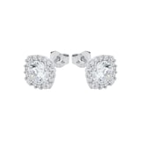 AMOR Silver 9mm Cubic Zirconia Round Stud Earrings