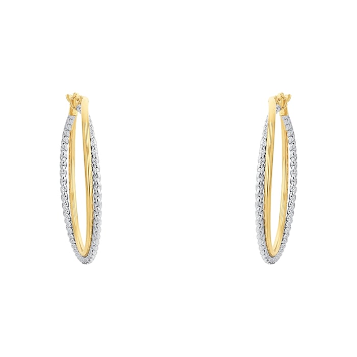 AMOR 9ct Yellow Bi Colour Hoop Earrings
