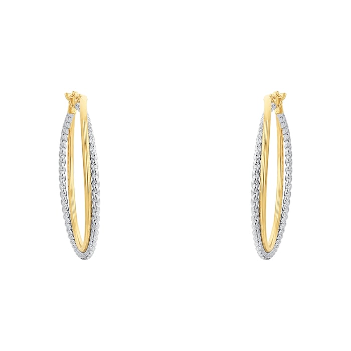 AMOR 9ct Yellow Bi Colour Hoop Earrings