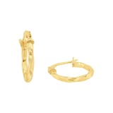 AMOR 9ct Yellow Gold Textured Hoop Earrings