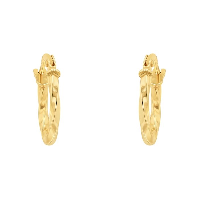 AMOR 9ct Yellow Gold Textured Hoop Earrings