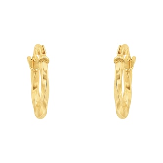 AMOR 9ct Yellow Gold Textured Hoop Earrings