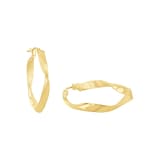 AMOR 9ct Yellow Gold Wave Effect Hoop Earrings