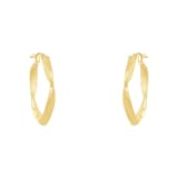 AMOR 9ct Yellow Gold Wave Effect Hoop Earrings