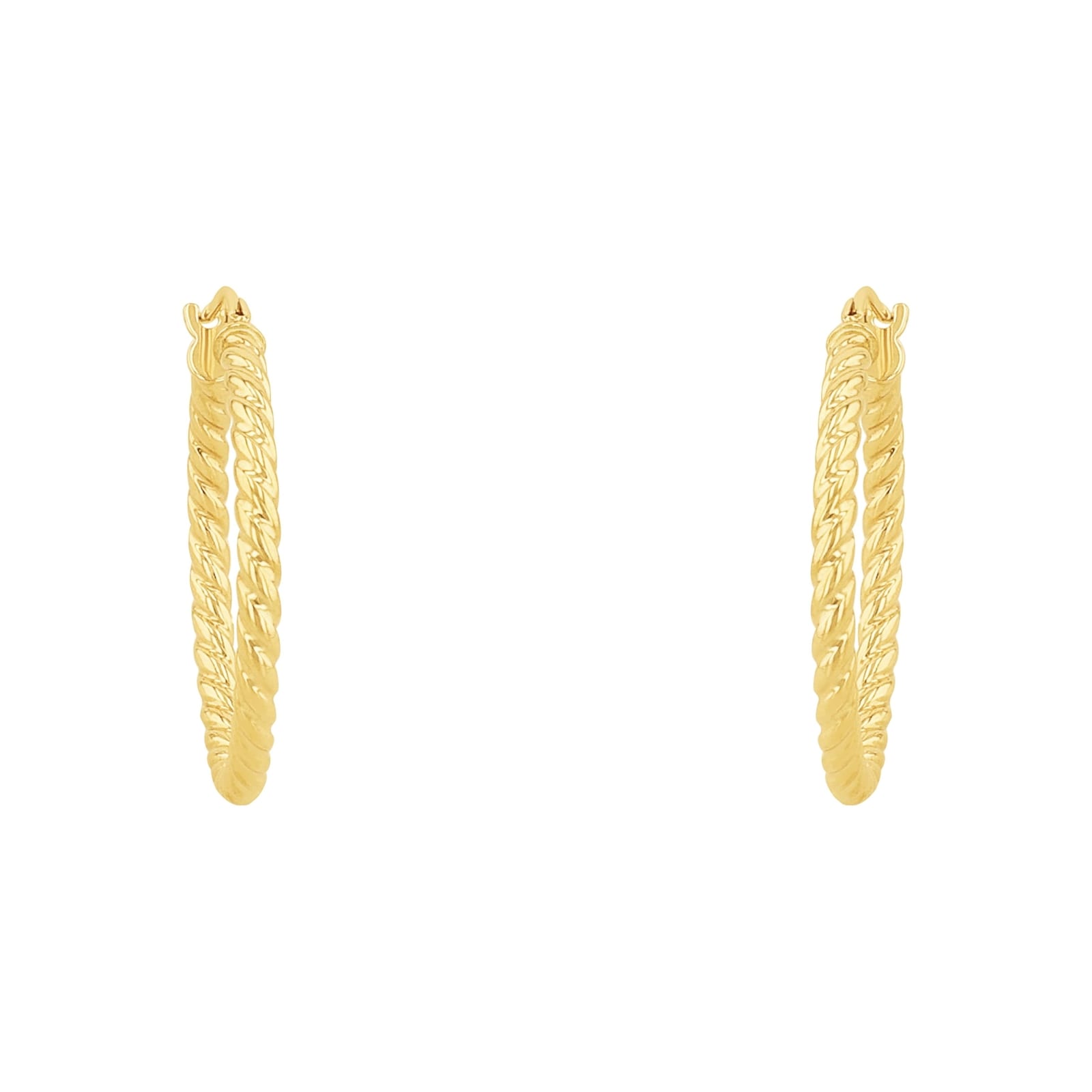 AMOR 9ct Yellow Gold 25mm Textured Hoop Earrings