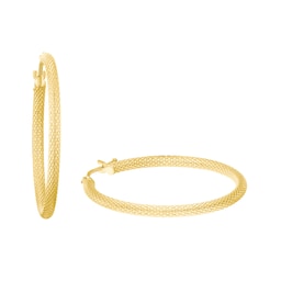 37970191 - 9ct Yellow Gold 28mm Textured Hoop Earrings