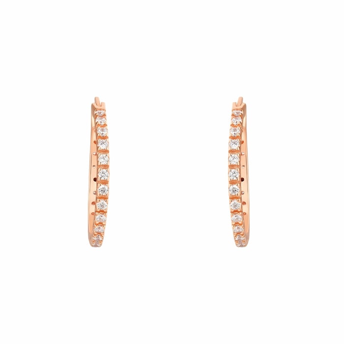 AMOR Rose Gold Coloured Sterling Silver Cubic Zirconia Hoop Earrings