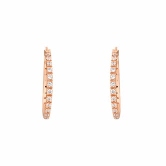 AMOR Rose Gold Coloured Sterling Silver Cubic Zirconia Hoop Earrings