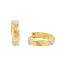 37970196 - 14ct Yellow Gold Tri Colour Huggie Hoop Earrings