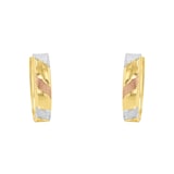 AMOR 14ct Yellow Gold Tri Colour Huggie Hoop Earrings