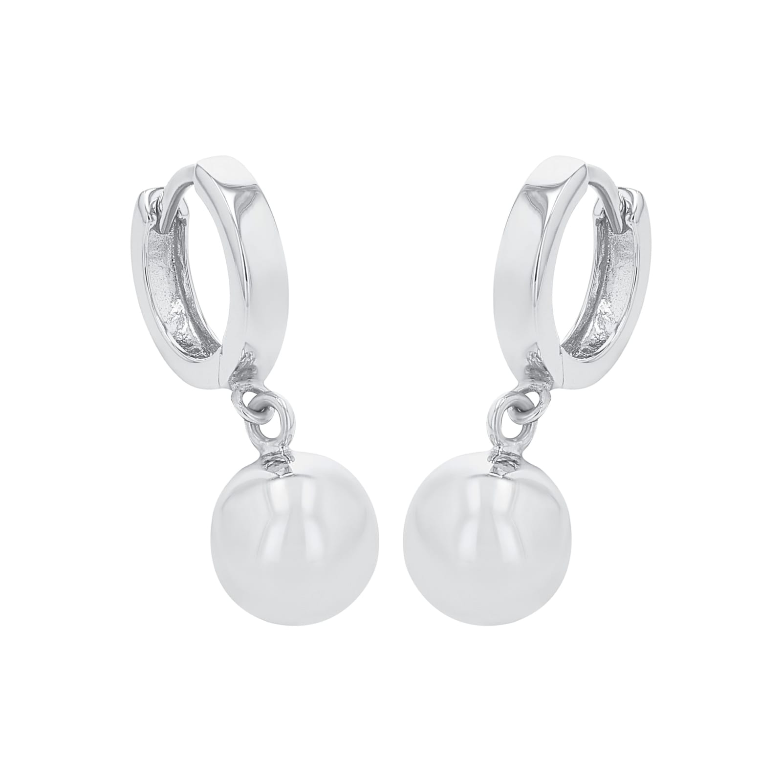 AMOR Silver Round Ball Drop Earrings