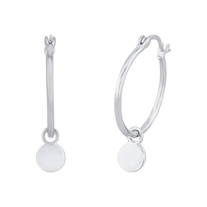 AMOR Silver Round Hoop Earrings