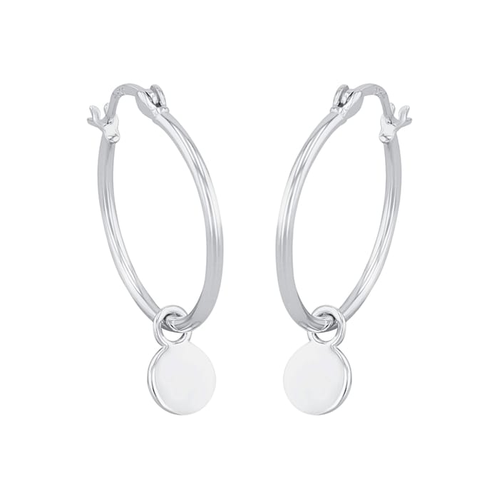 AMOR Silver Round Hoop Earrings