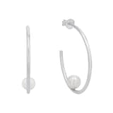 AMOR Silver Cultured Pearl Hoop Earrings