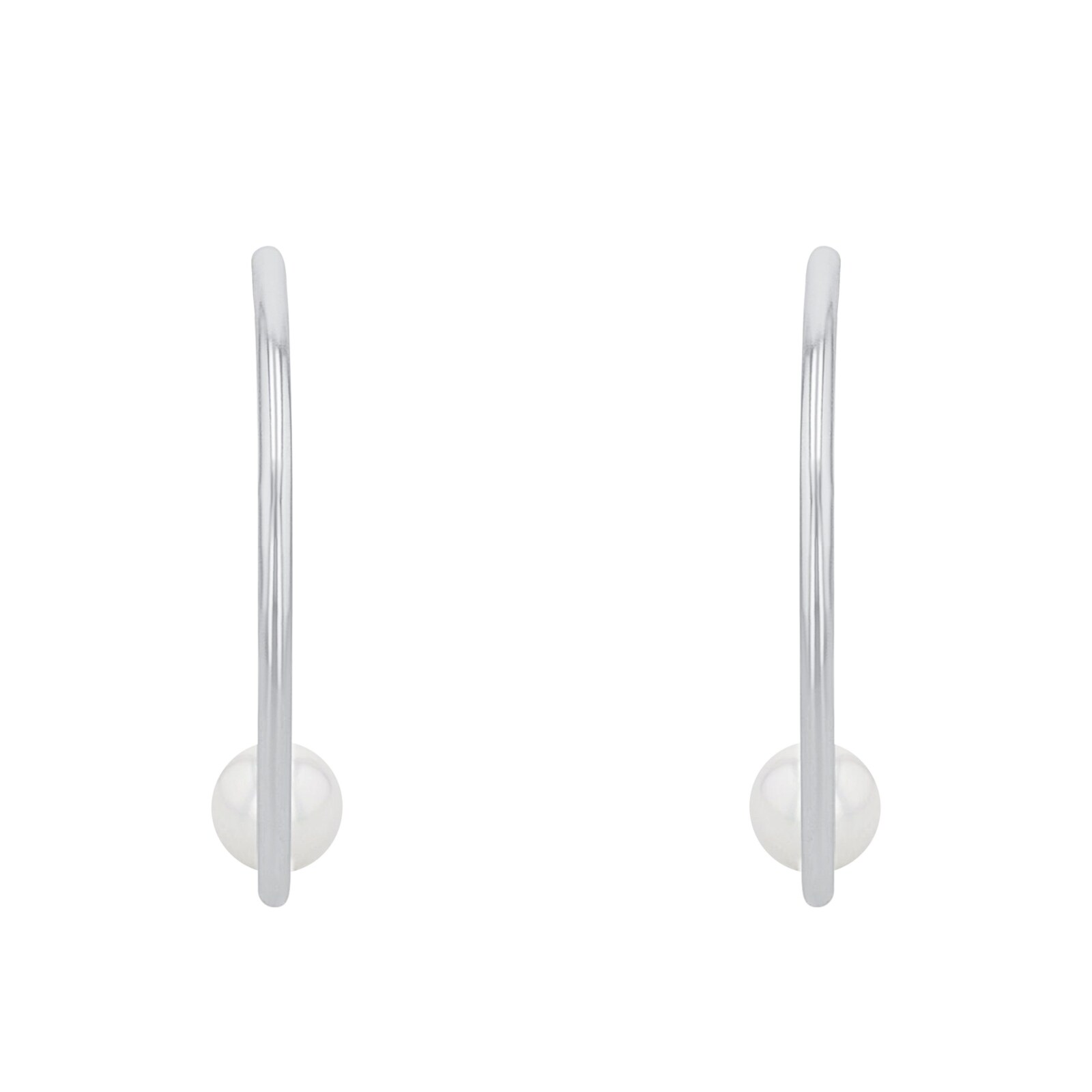 AMOR Silver Cultured Pearl Hoop Earrings