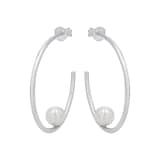 AMOR Silver Cultured Pearl Hoop Earrings