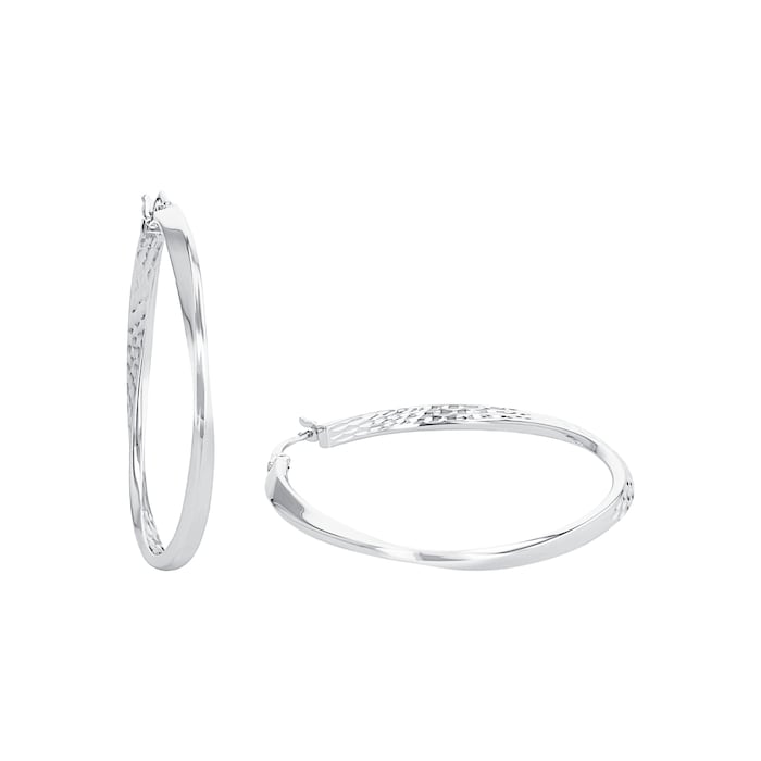 AMOR Silver Textured Hoop Earrings