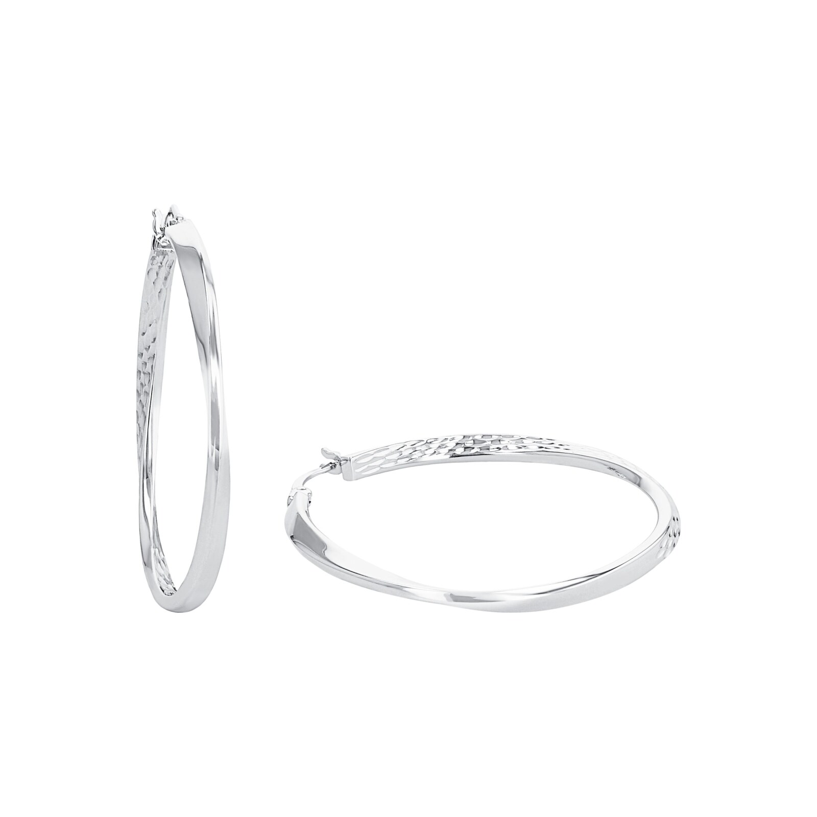 AMOR Silver Textured Hoop Earrings