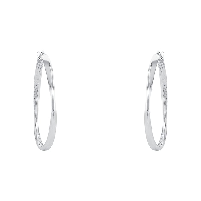 AMOR Silver Textured Hoop Earrings