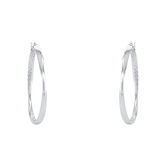 AMOR Silver Textured Hoop Earrings