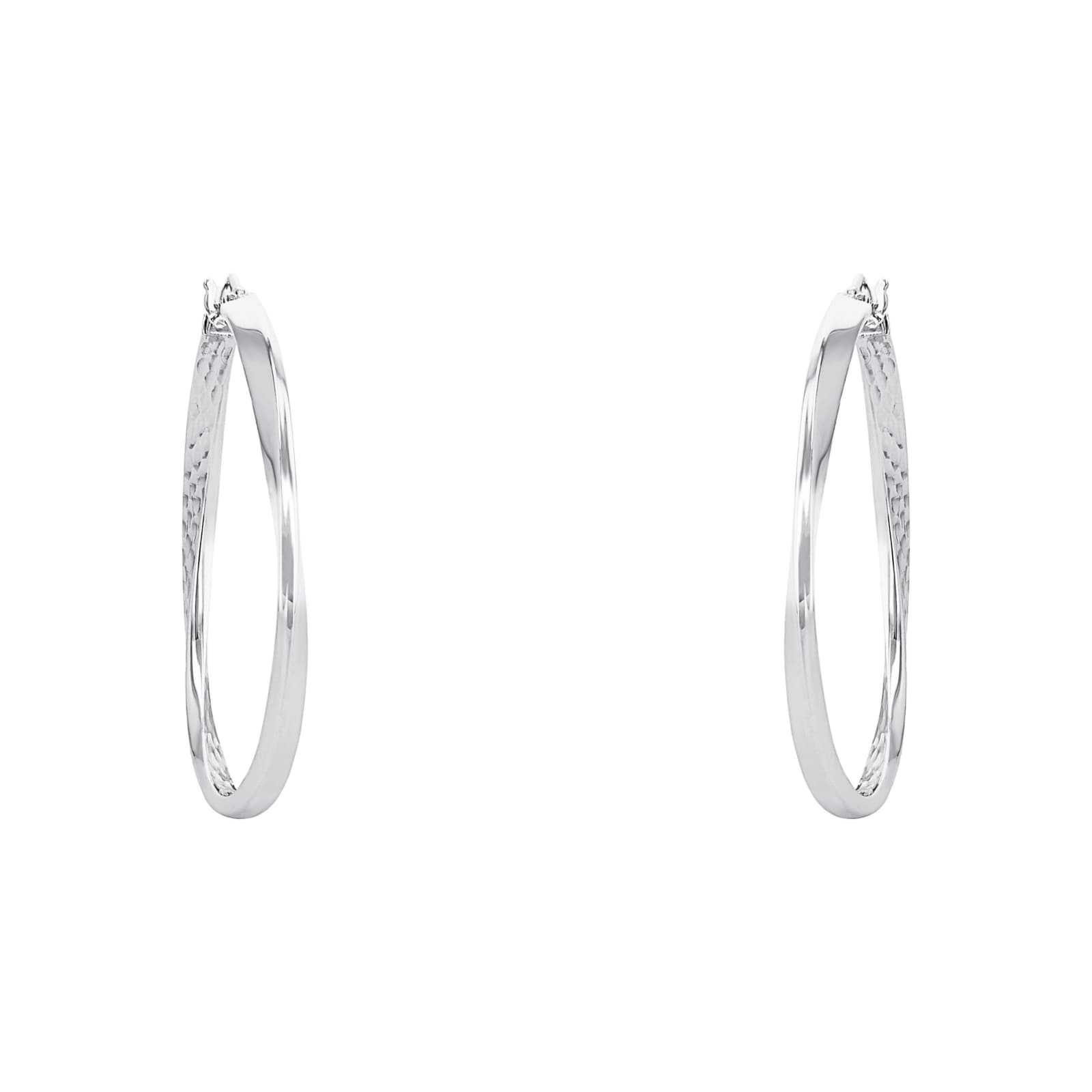 AMOR Silver Textured Hoop Earrings