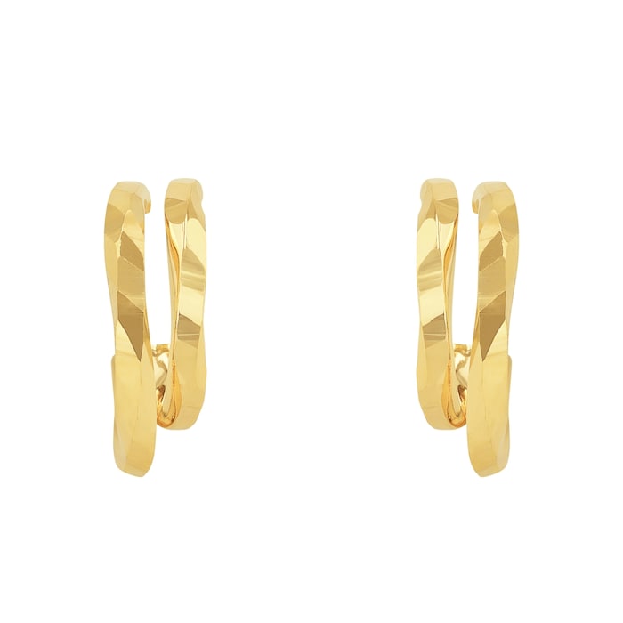 AMOR 9ct Yellow Gold Double Hoop Earrings