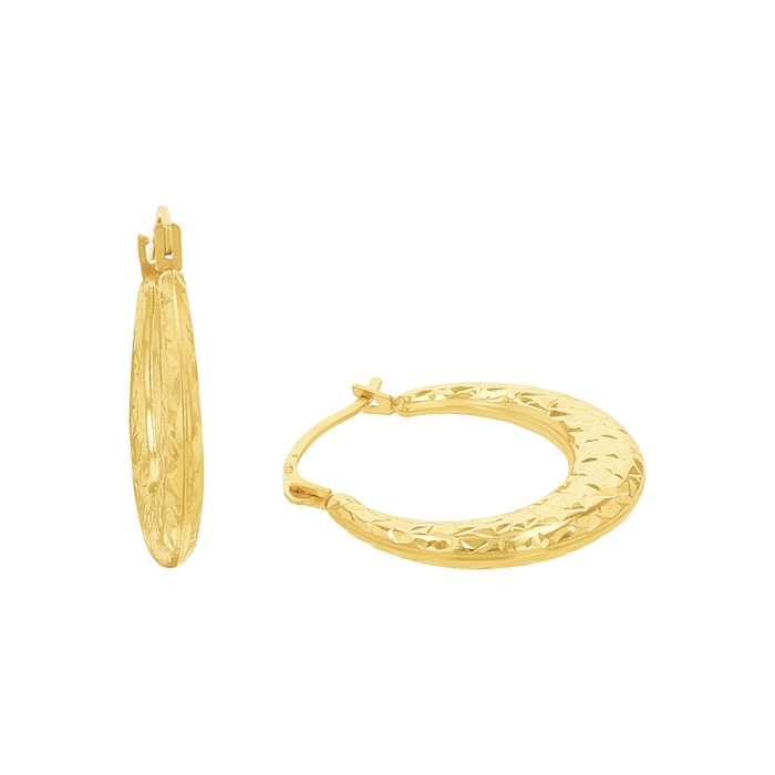 AMOR 9ct Yellow Gold Graduated Hoop Earrings