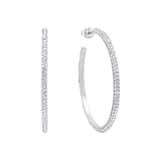 AMOR Silver Cubic Zirconia Stone Hoop Earrings