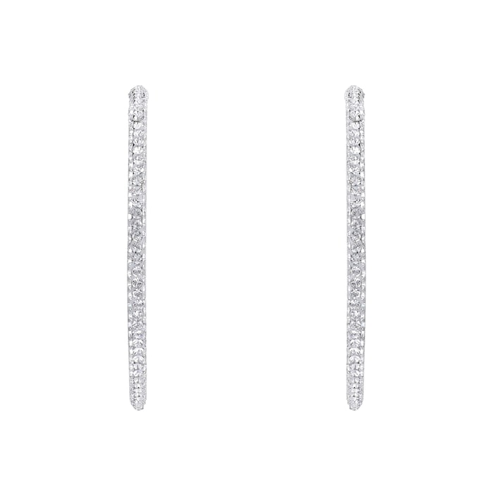 AMOR Silver Cubic Zirconia Stone Hoop Earrings