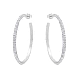 AMOR Silver Cubic Zirconia Stone Hoop Earrings