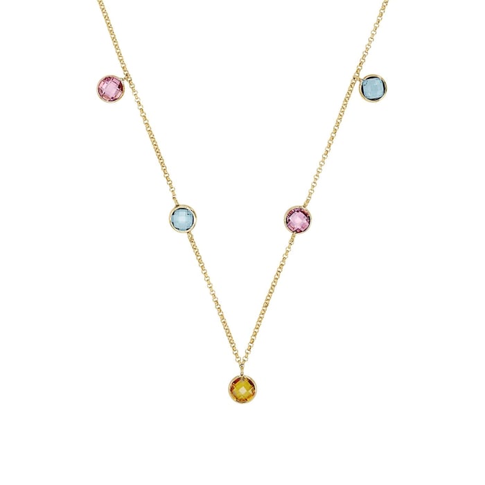 AMOR 9ct Yellow Gold Multi Coloured Cubic Zirconia Necklace