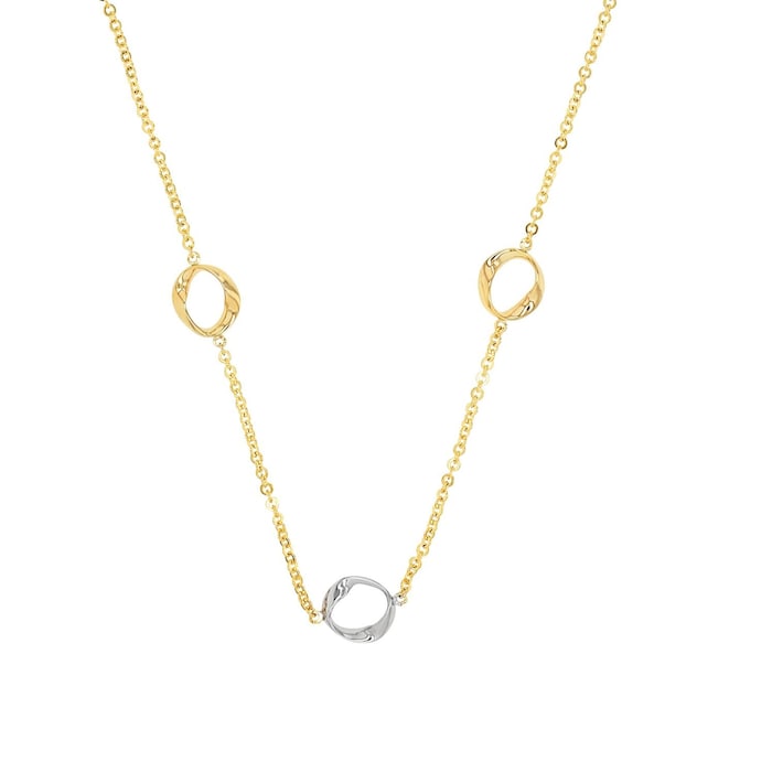 AMOR 9ct Yellow Gold Bi Colour Loop Necklace