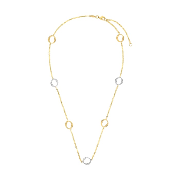 AMOR 9ct Yellow Gold Bi Colour Loop Necklace