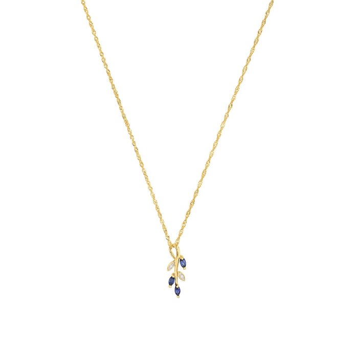 AMOR 9ct Yellow Gold Cubic Zirconia Branch Necklace