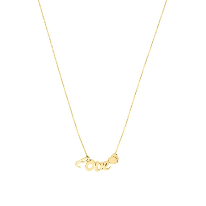 AMOR 9ct Yellow Gold Love Text Necklace