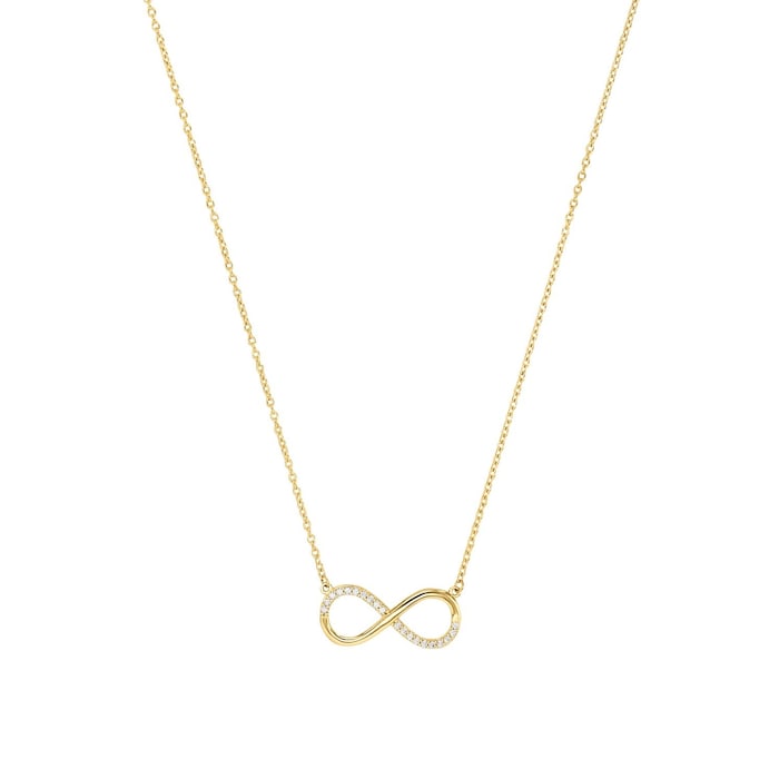 AMOR 9ct Yellow Gold Cubic Zirconia Infinity Loop Necklace