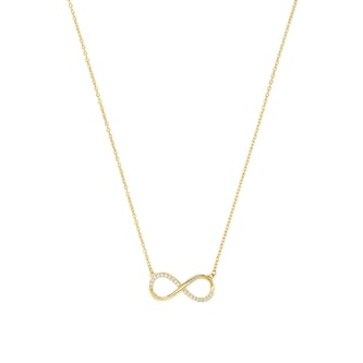 AMOR 9ct Yellow Gold Cubic Zirconia Infinity Loop Necklace