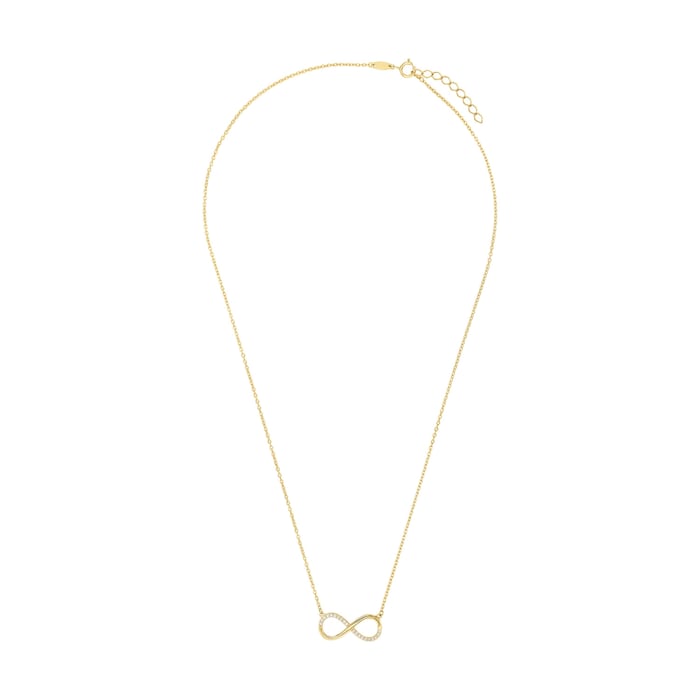 AMOR 9ct Yellow Gold Cubic Zirconia Infinity Loop Necklace