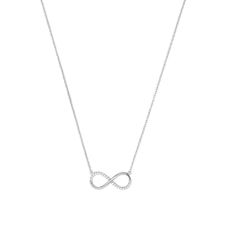AMOR 9ct White Gold Cubic Zirconia Infinity Loop Pendant Necklace