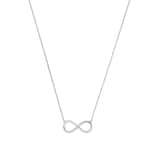 AMOR 9ct White Gold Cubic Zirconia Infinity Loop Pendant Necklace