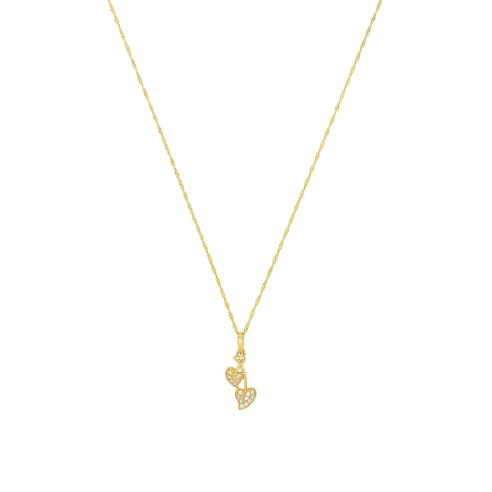 AMOR 14ct Yellow Gold Cross Over Heart Pendant Necklace