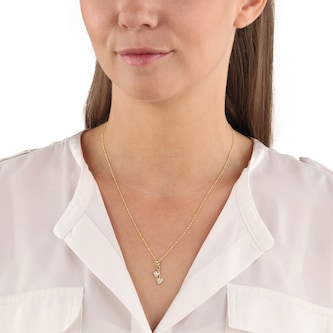 AMOR 14ct Yellow Gold Cross Over Heart Pendant Necklace AMOR 14ct Yellow Gold Cross Over Heart Pendant Necklace