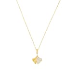 AMOR 14ct Yellow Gold Cubic Zirconia Leaf Pendant Necklace