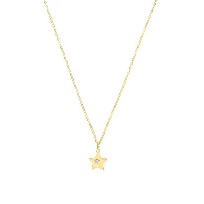 AMOR 14ct Yellow Gold Cubic Zirconia Star Pendant Necklace