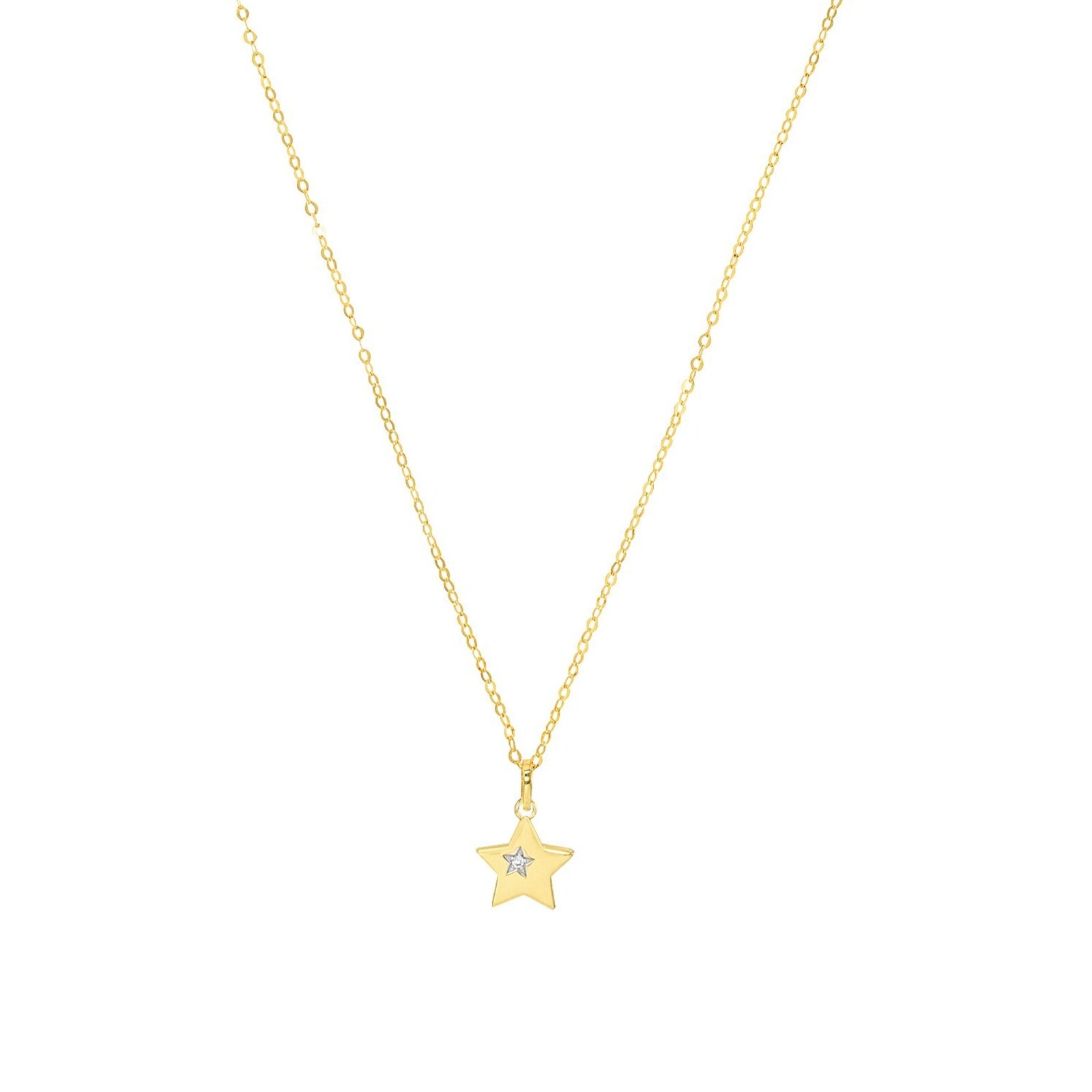 AMOR 14ct Yellow Gold Cubic Zirconia Star Pendant Necklace