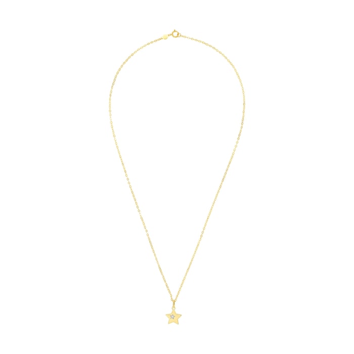 AMOR 14ct Yellow Gold Cubic Zirconia Star Pendant Necklace