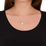 AMOR 14ct Yellow Gold Pearl & Cubic Zirconia Pendant Necklace