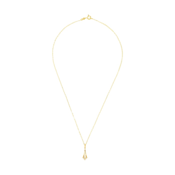 AMOR 14ct Yellow Gold Cubic Zirconia Drop Pendant Necklace