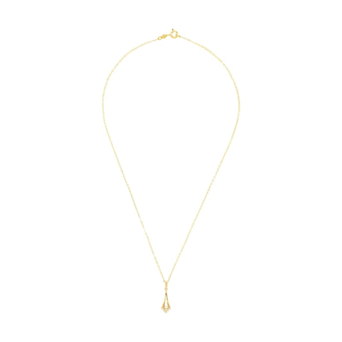 AMOR 14ct Yellow Gold Cubic Zirconia Drop Pendant Necklace