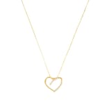AMOR 14ct Yellow Gold Cubic Zirconia Heart Pendant Necklace